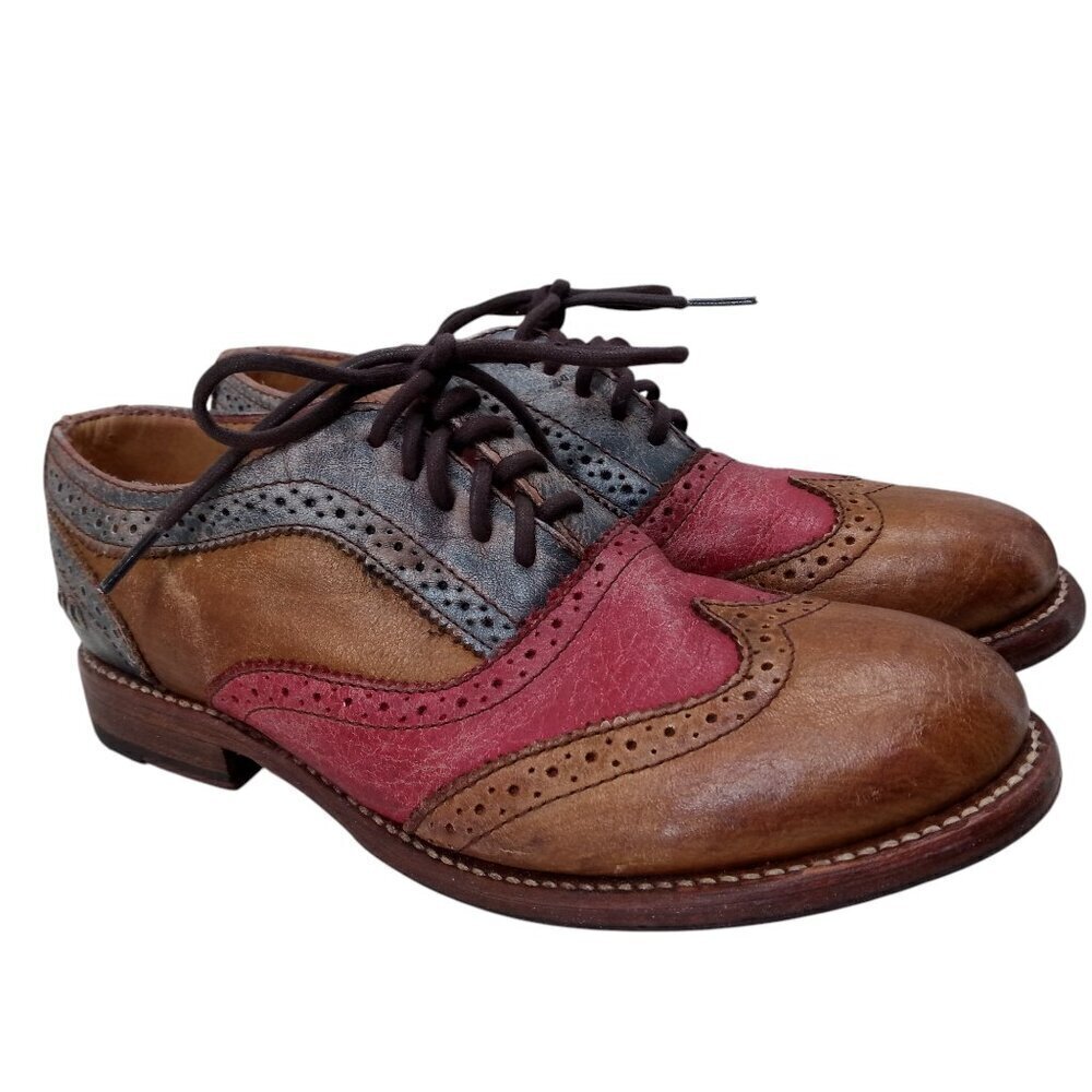 Bed Stu Lita Cobbler Wingtip Brogues Oxford Loafers Size 8.5 Leather Distressed